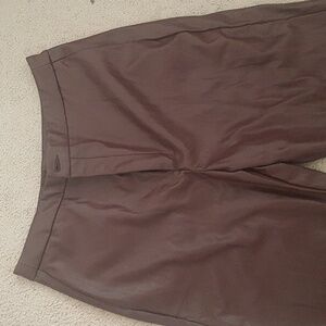 Dark Chocolate Faux Leather Tie Ankle Jeans